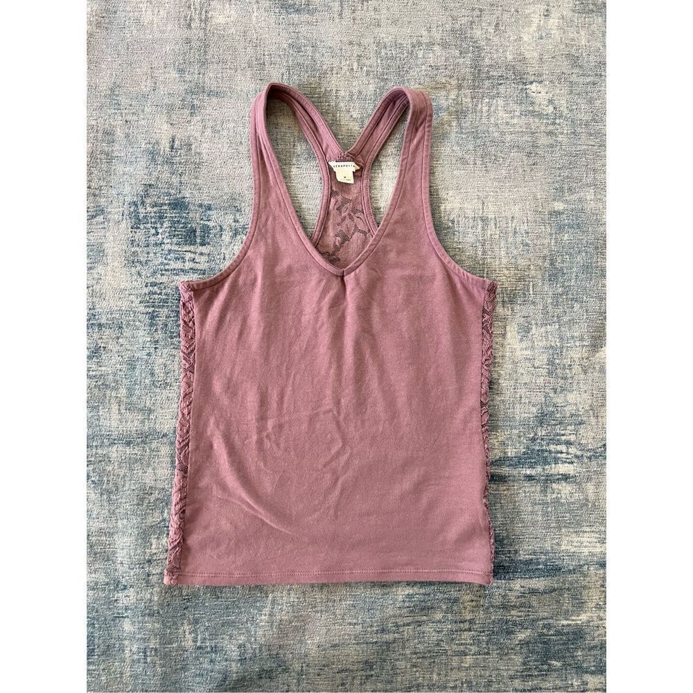 Aeropostale Sugar Plum Mauve Floral Lace Racerback Tank Top Medium